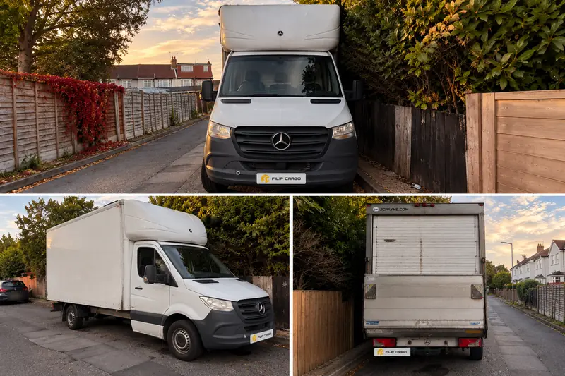 Filip Cargo Van 03, a white 3.5t Luton box van with tail lift, from the front, side and rear